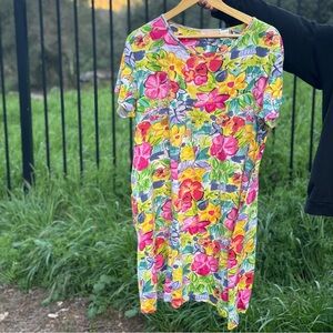 Women’s Vintage 90’s Multi Color Floral La Cera Casual Dress XL